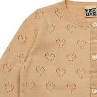 girls hearts cardigan tan