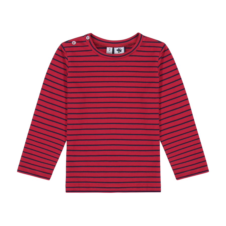 baby henry striped button tee red navy