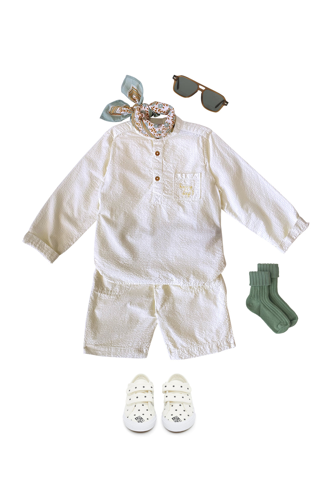 baby seersucker cotton shorts white