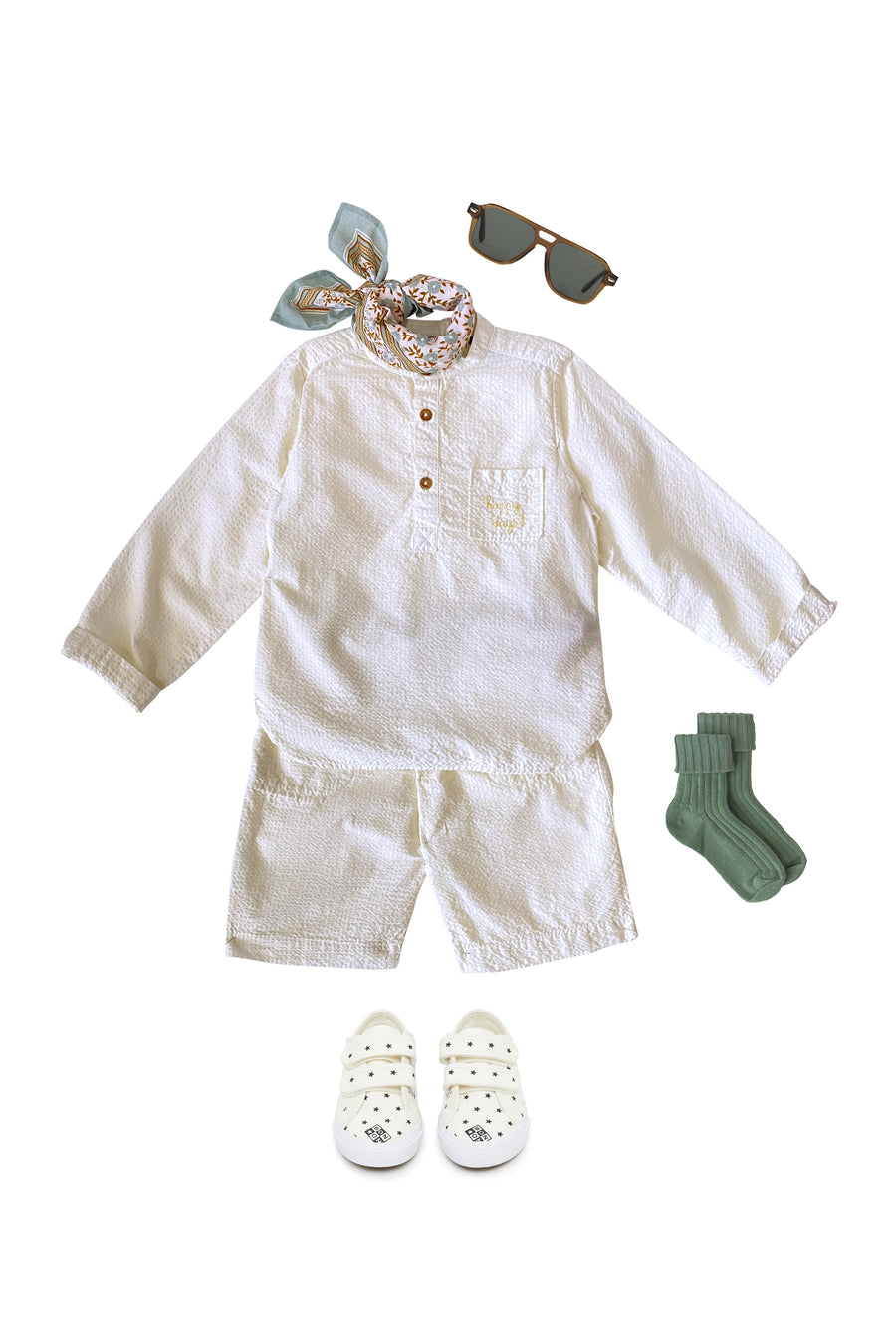 baby seersucker cotton shorts white