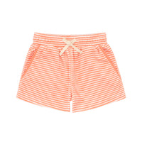 boys french terry stripe shorts coral