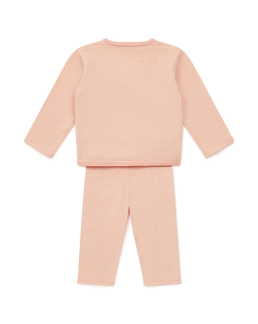 baby fine striped newborn set rose