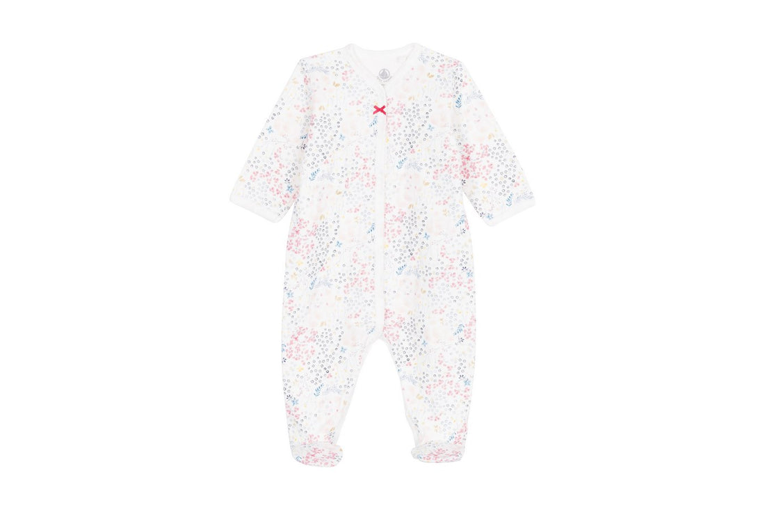 baby front snap floral footie