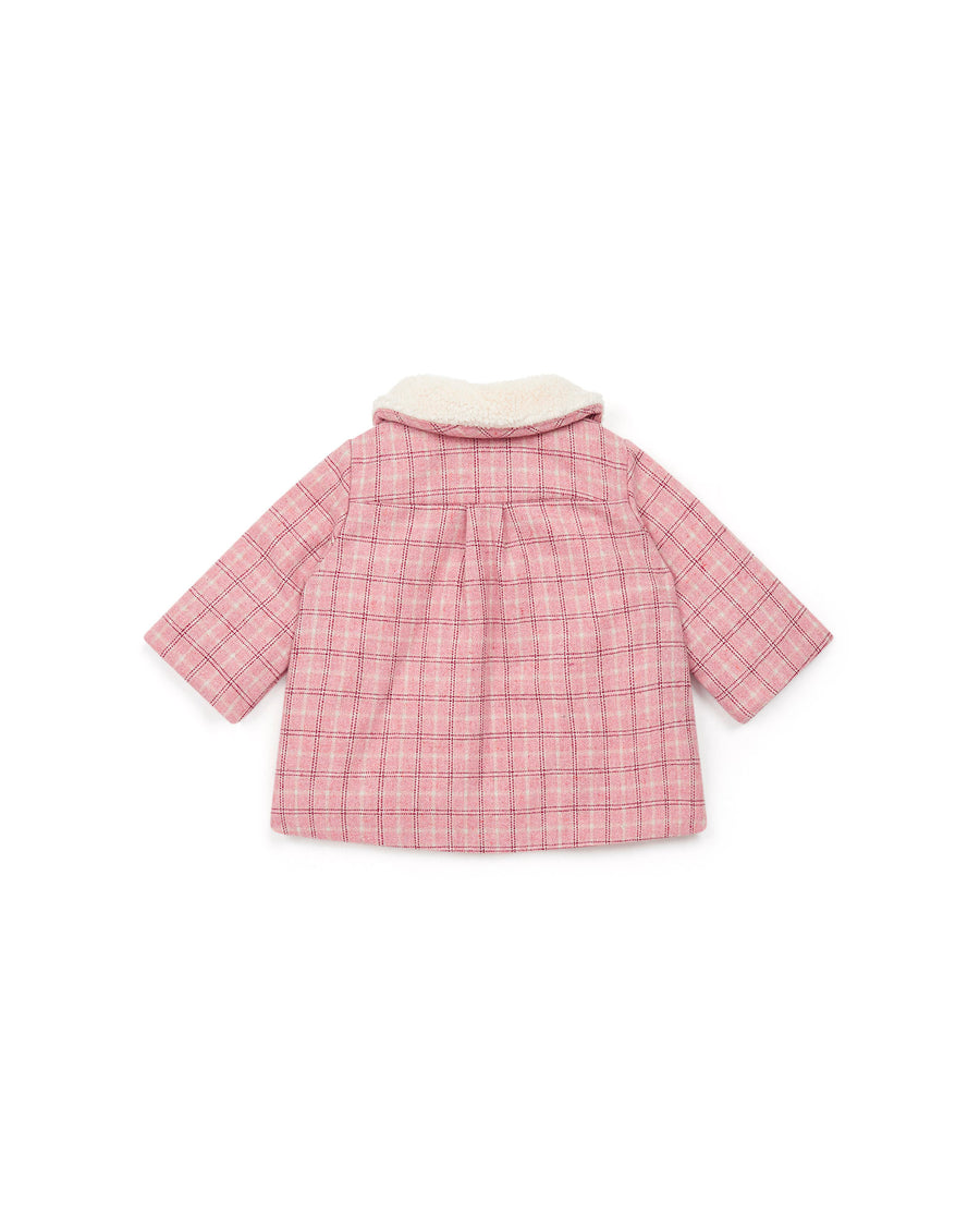 baby coat carreau rose