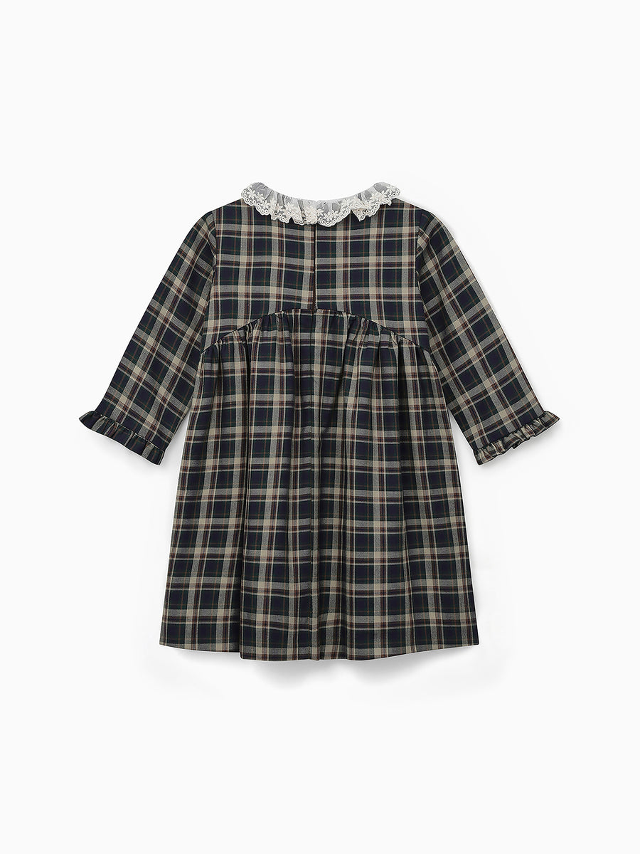 baby aralia dress green tartan