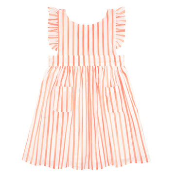 girls stripe ruffle sleeve dress