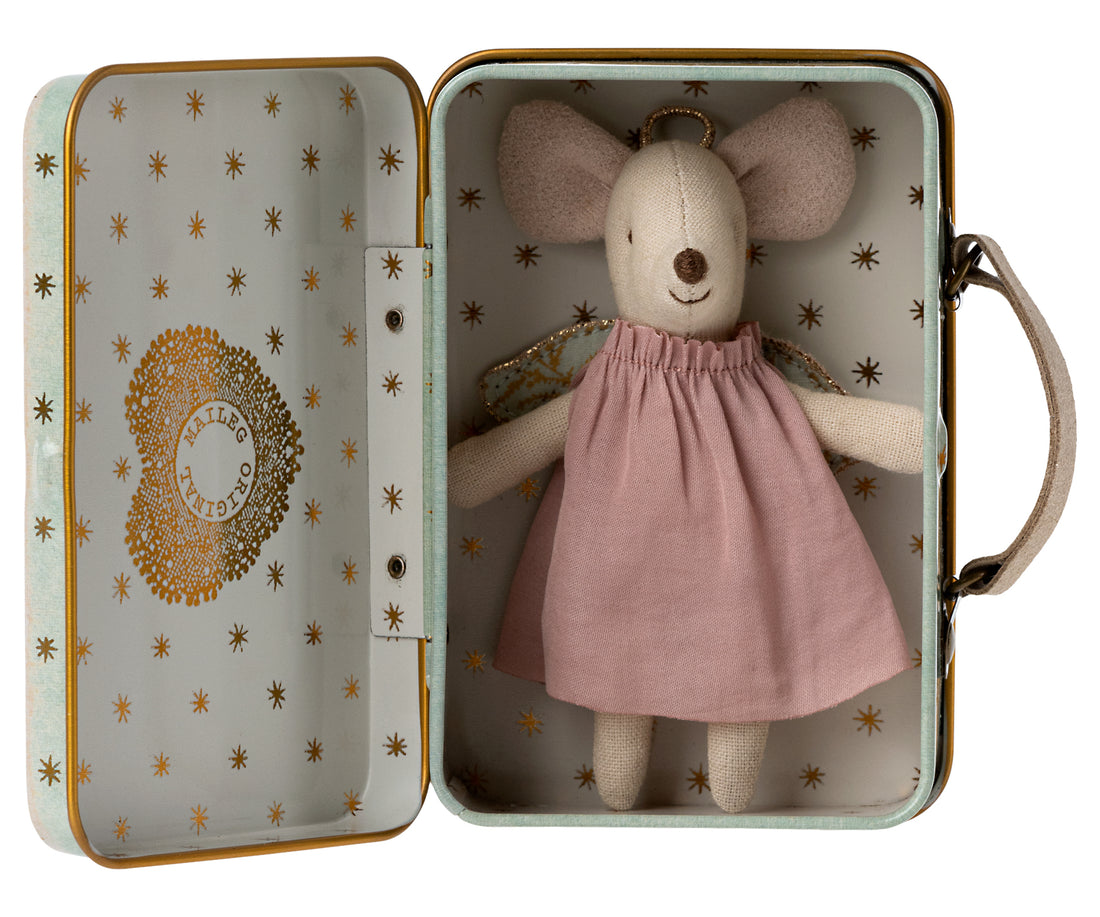 angel mouse in suitcase mouse