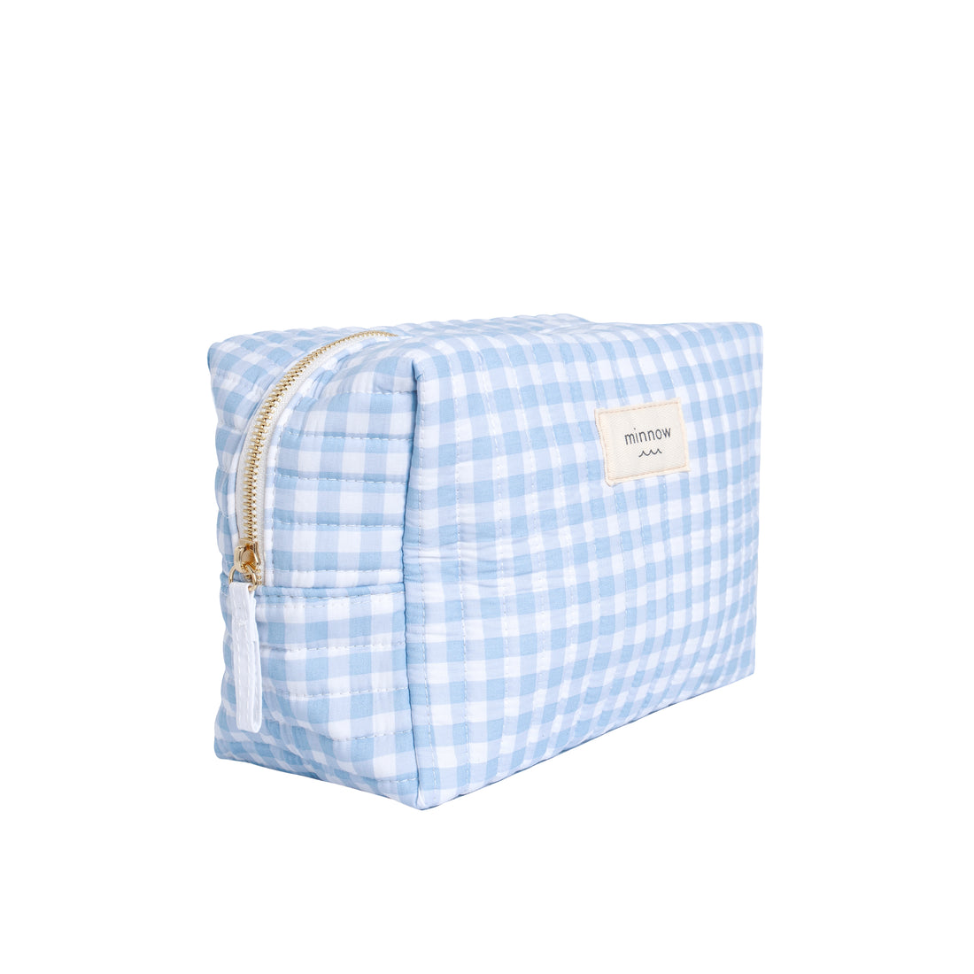 oasis blue gingham cosmetic case