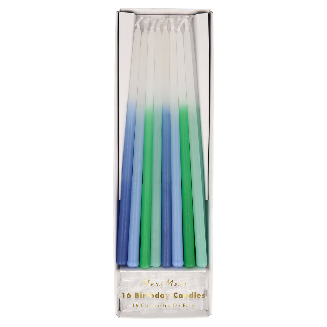 blue dipped tapered candles