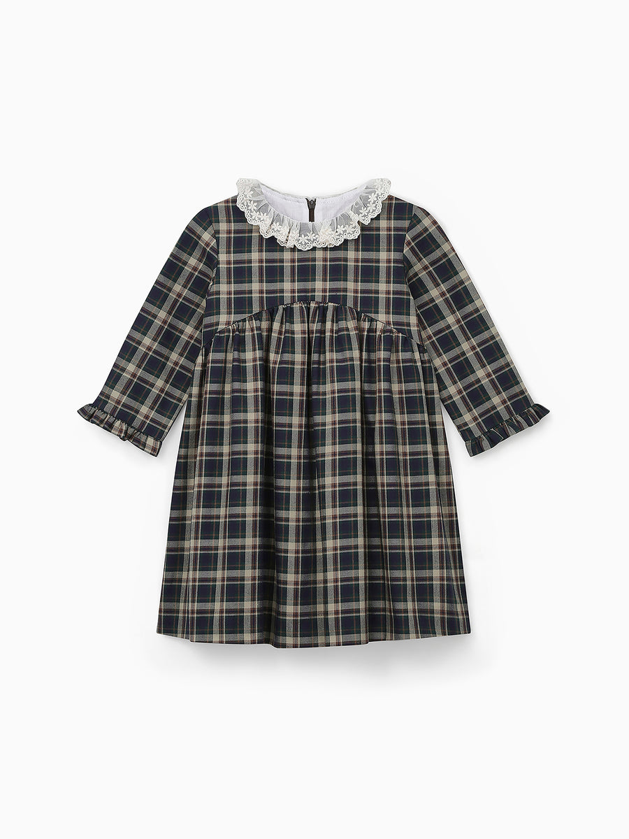 baby aralia dress green tartan