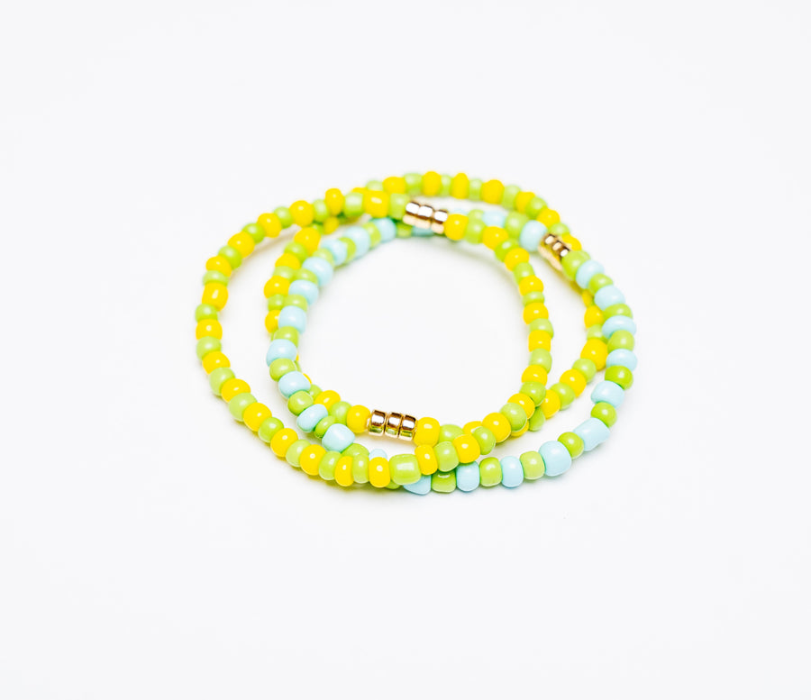 green beaded juicy fruit bracelet