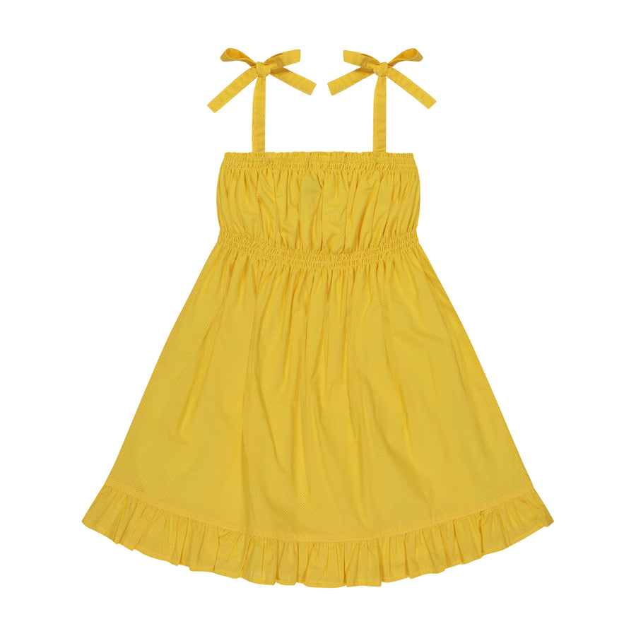 juliet smocked sundress yellow dot