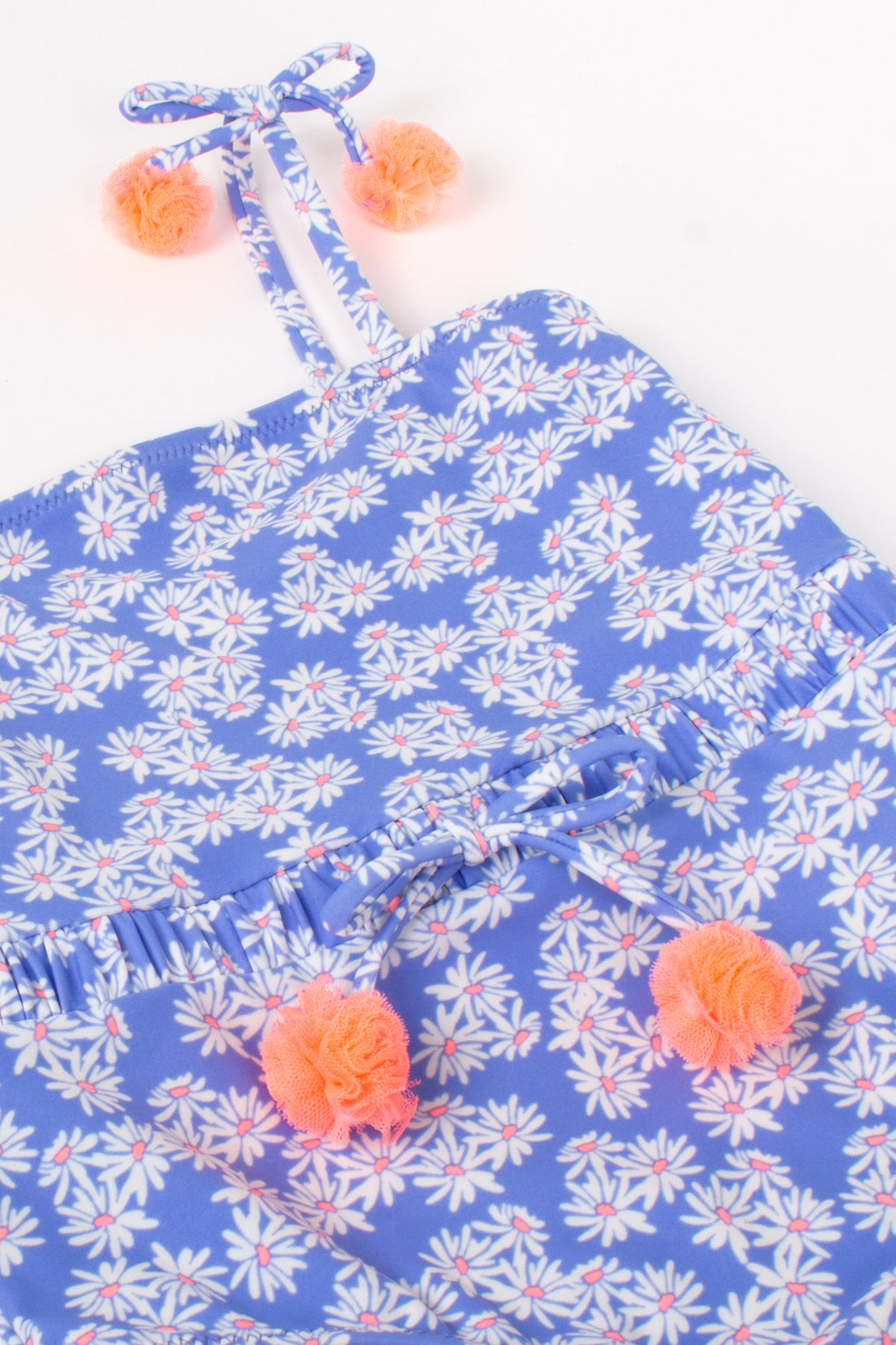 pom pom strap bathing suit blue daisy