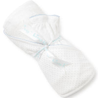 new kissy dots towel with mitt blue and white