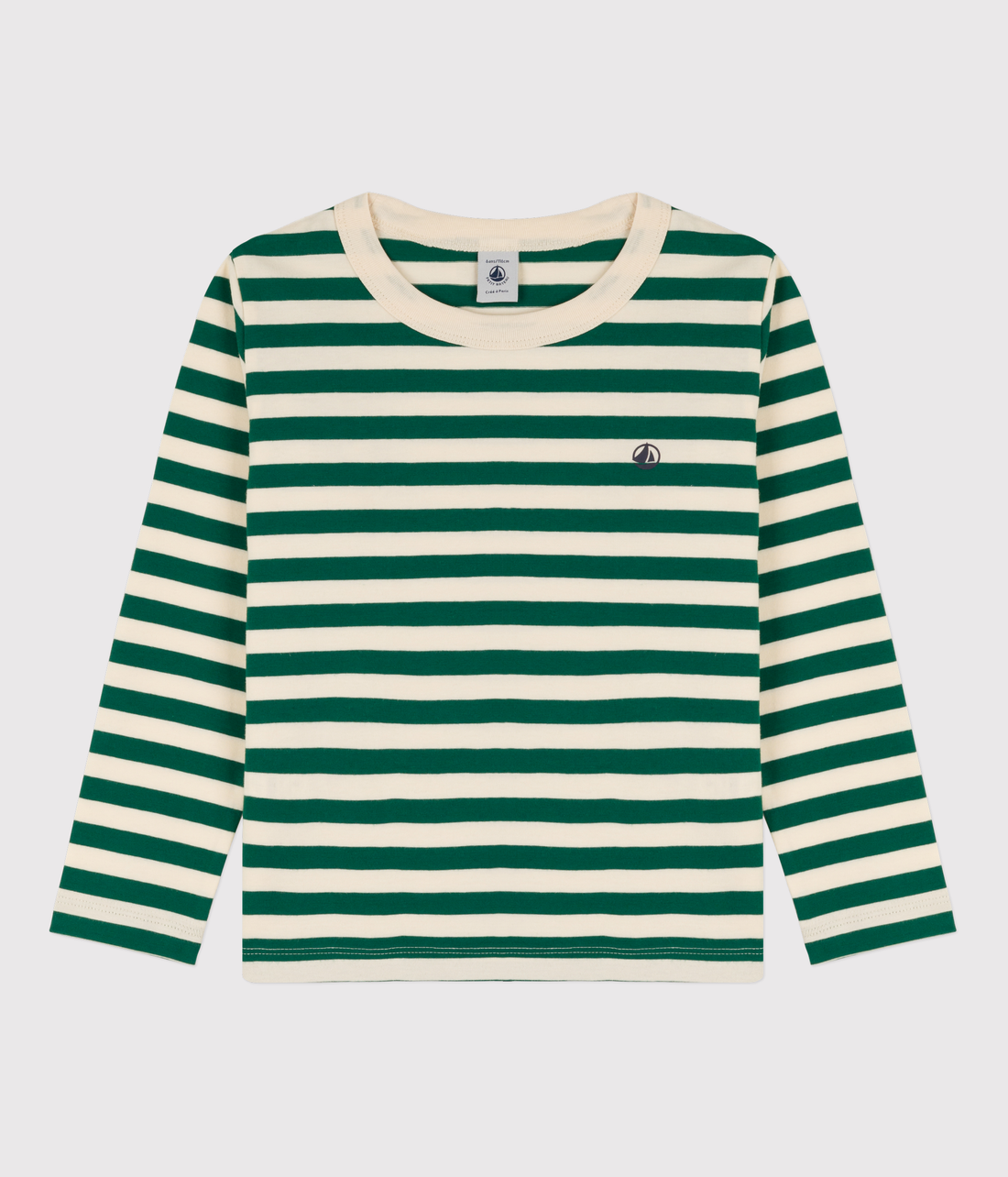 striped ls tee cream green