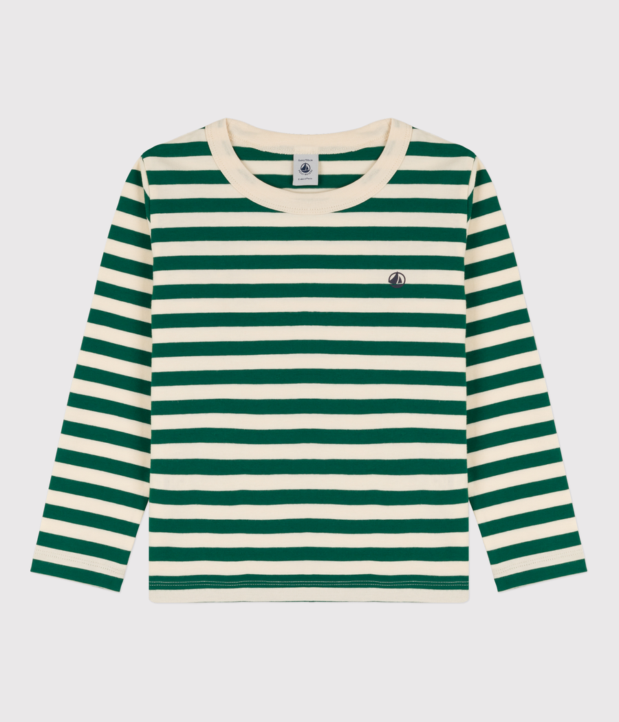 striped ls tee cream green