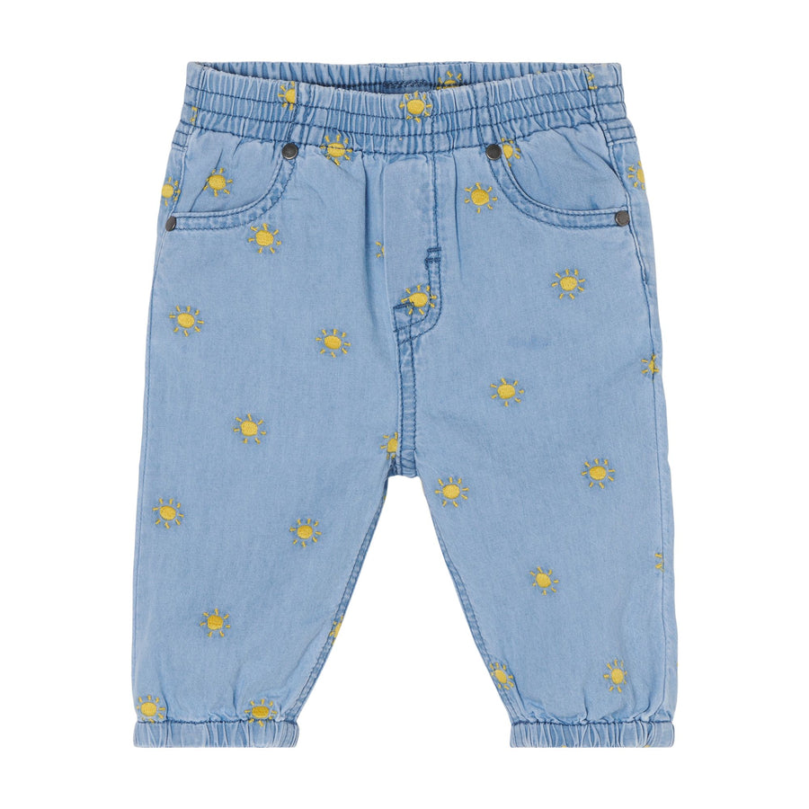baby sun embroidered chambray trousers