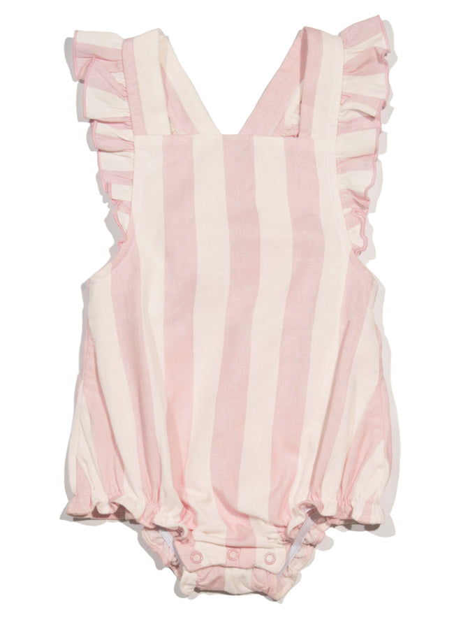 sophia romper pink stripe