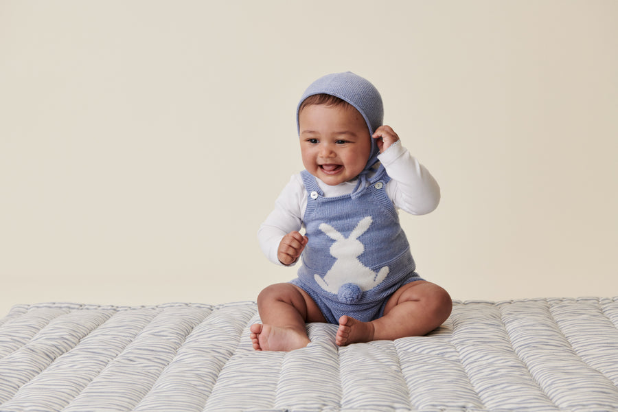 baby crispa knit dungarees blue