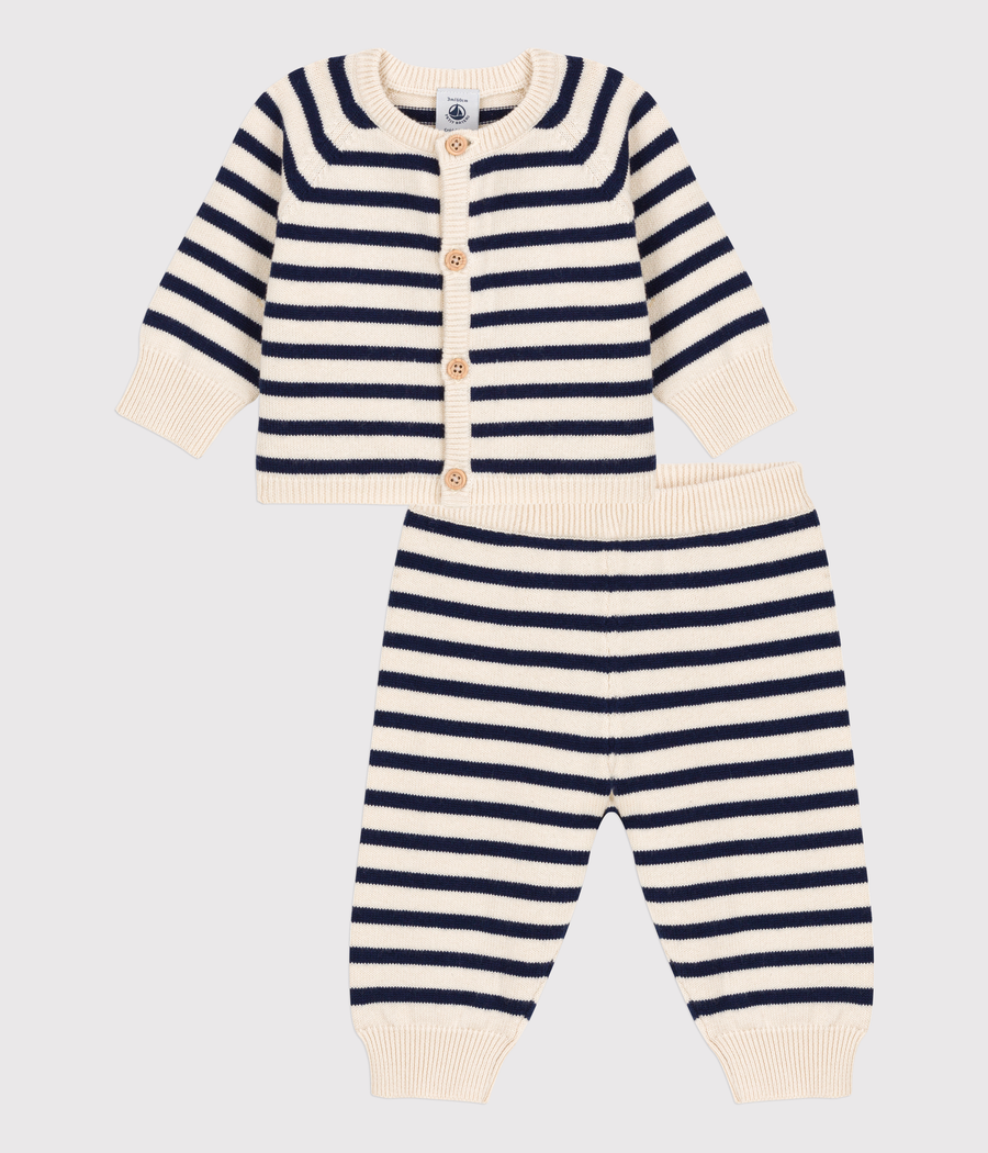 baby striped cardigan & pant set