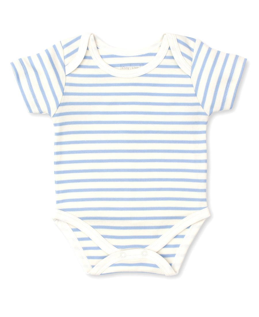 baby short sleeve bodysuit blue stripe