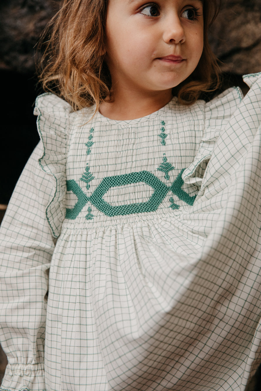 emily dress green tattersall