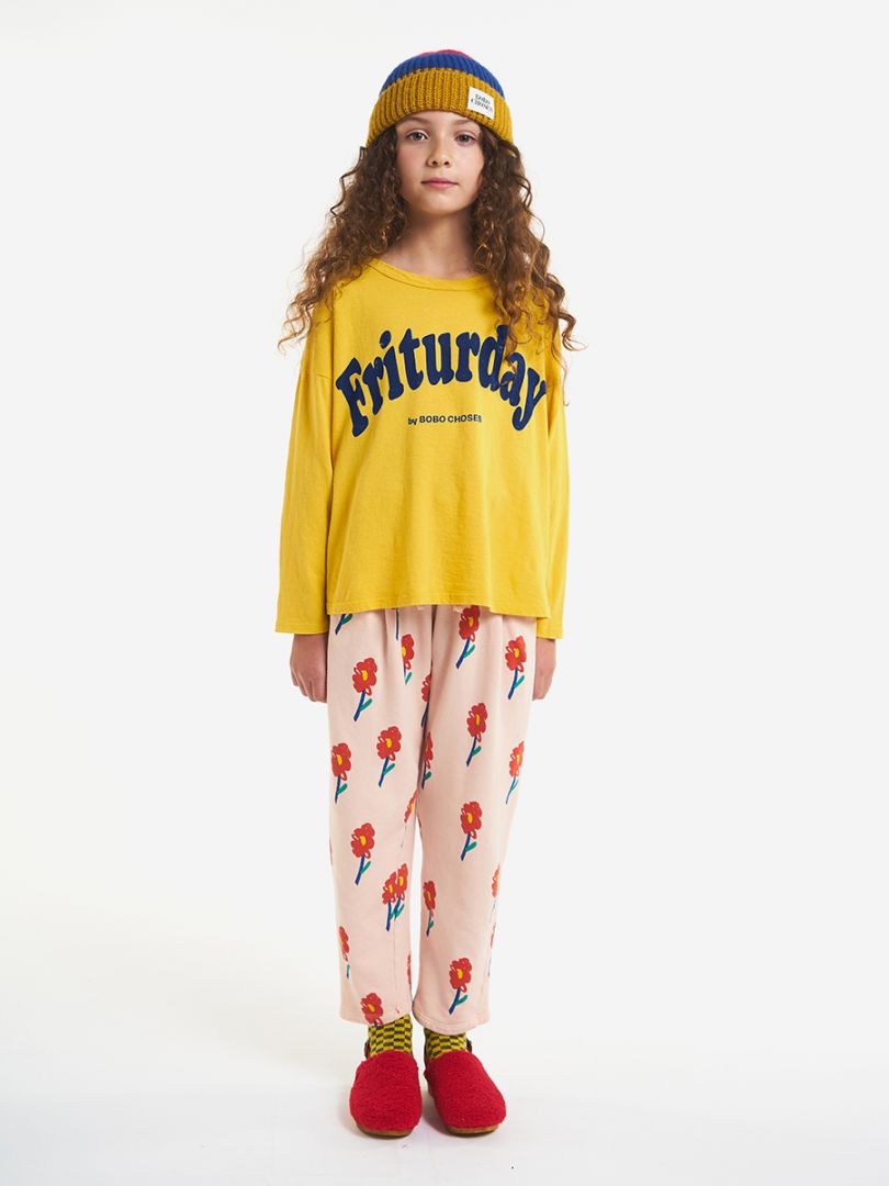 flowers all over jogging pant peach