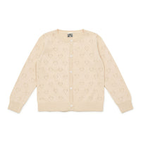girls hearts cardigan tan