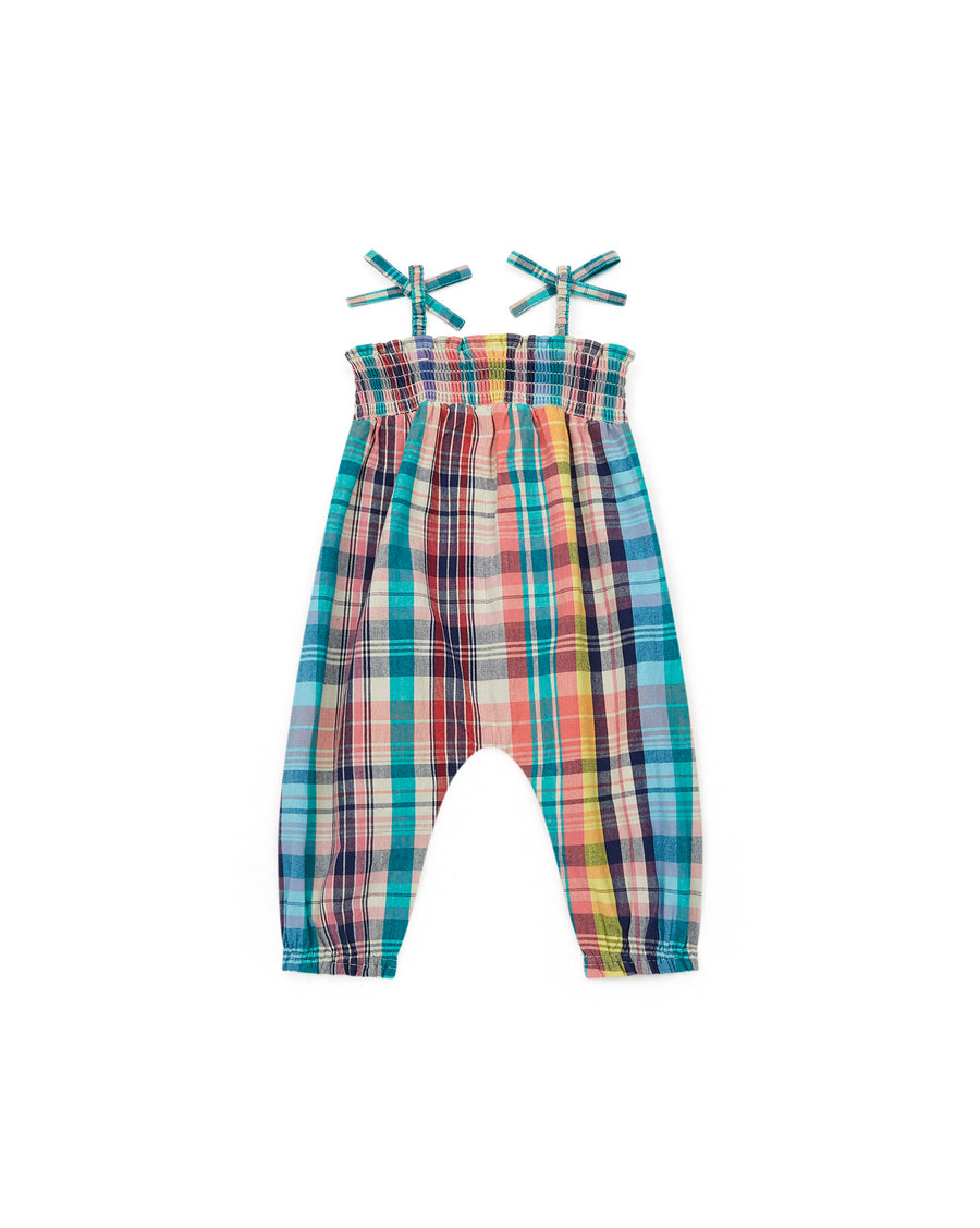 baby carreau madras overalls