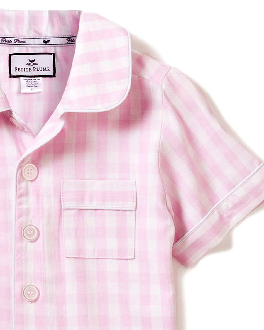 baby gingham short set pink