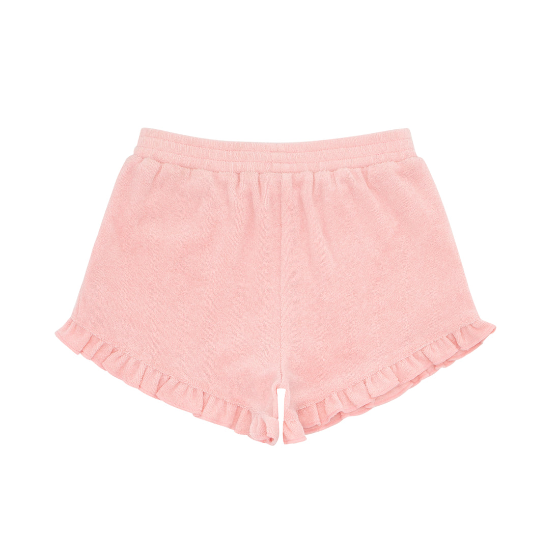 girls french terry ruffle short pink