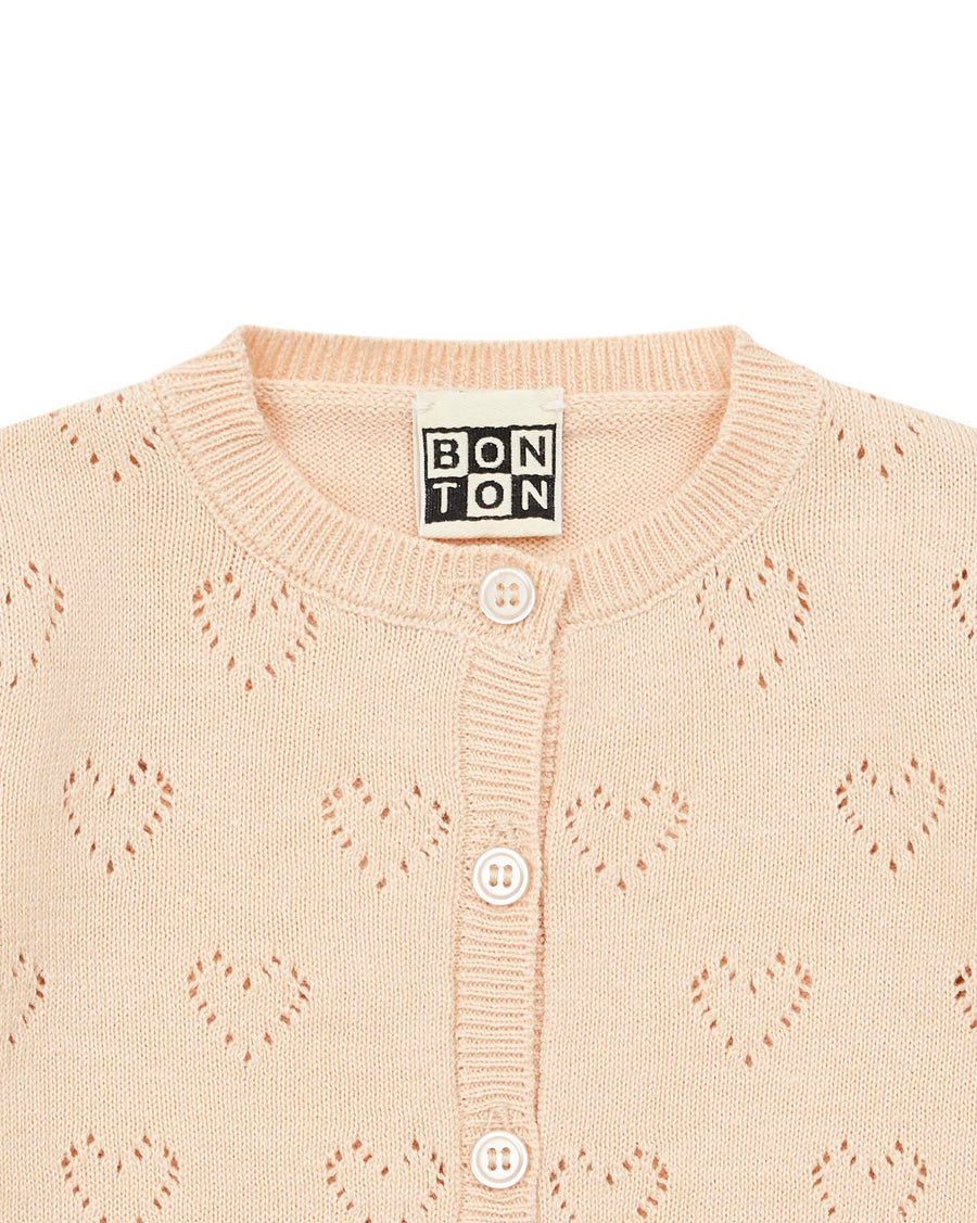 baby heart cardigan tan