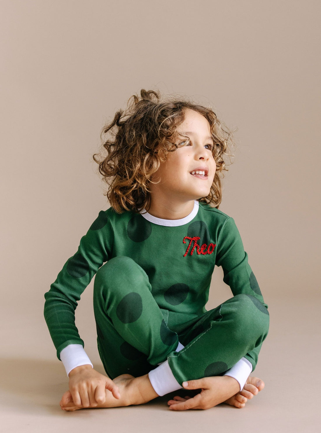 organic long pajama set evergreen