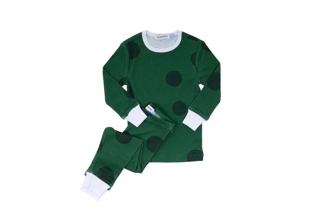 organic long pajama set evergreen