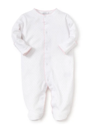 baby new kissy dots print footie white pink